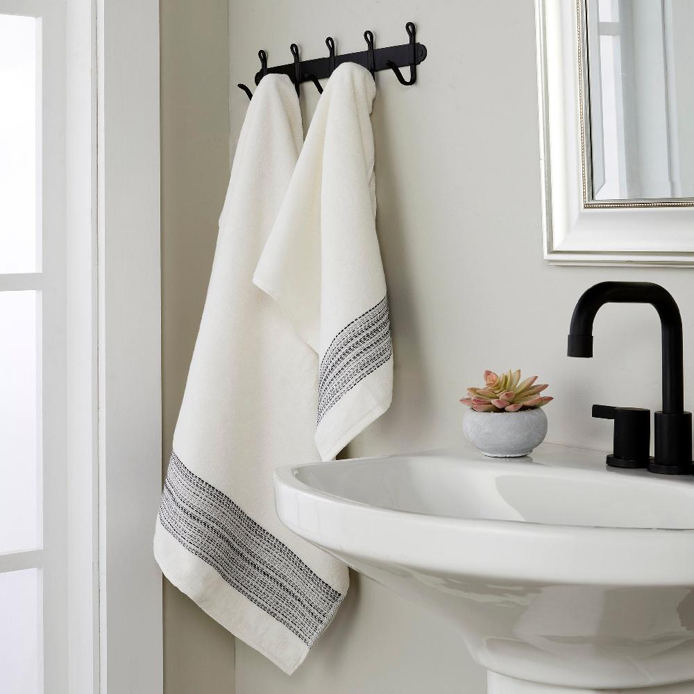 Skl Home Geo Stripe 2-Piece Hand Towel Set Off White