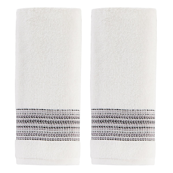 skl home Geo Stripe 2-Piece Hand Towel Set Off White