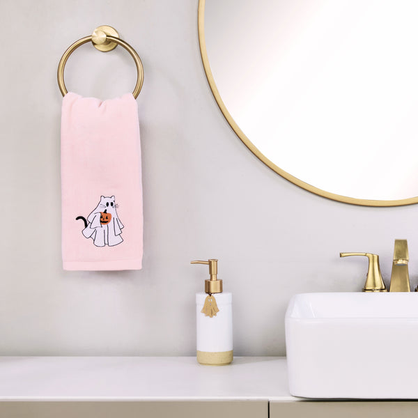 Skl Home Ghost Cat Towel 2-Piece Hand Towel Set Pink
