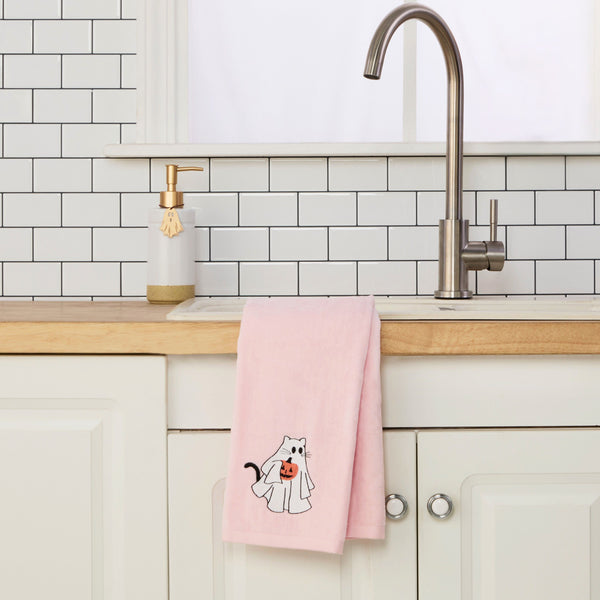 Skl Home Ghost Cat Towel 2-Piece Hand Towel Set Pink