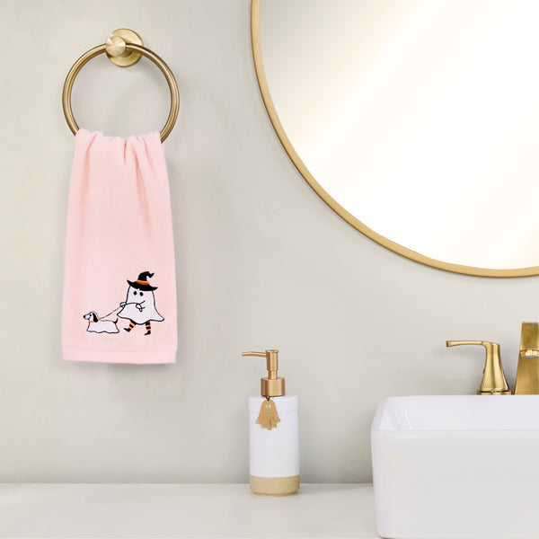 Skl Home Ghost Walking Dog 2-Piece Hand Towel Set Pink