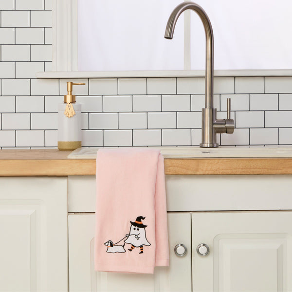 Skl Home Ghost Walking Dog 2-Piece Hand Towel Set Pink