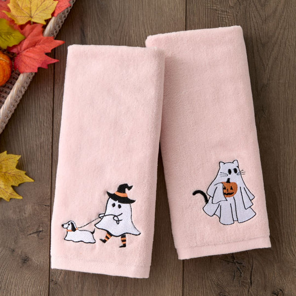 Skl Home Ghost Walking Dog 2-Piece Hand Towel Set Pink