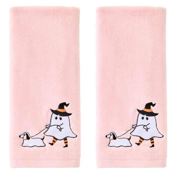skl home Ghost Walking Dog 2-Piece Hand Towel Set Pink
