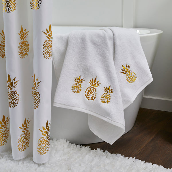 Skl Home Gilded Pineapple 2-Piece Hand Towel Set White