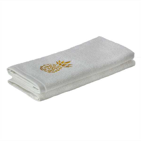 Skl Home Gilded Pineapple 2-Piece Hand Towel Set White