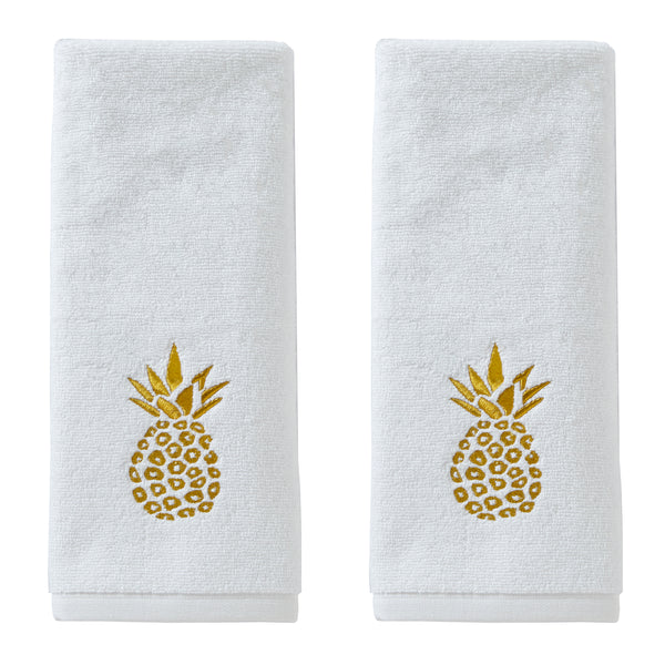 skl home Gilded Pineapple 2-Piece Hand Towel Set White