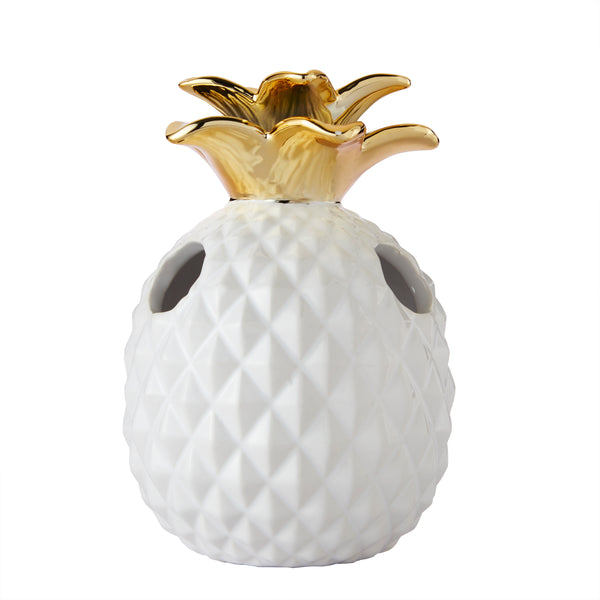 skl home Gilded Pineapple Toothbrush Holder White/Gold