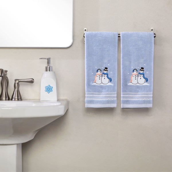 Skl Home Glitz Snowcouple 2-Piece Hand Towel Set Blue