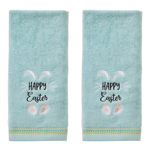 skl home Happy Easter Bunny 2-Piece Hand Towel Set Aqua