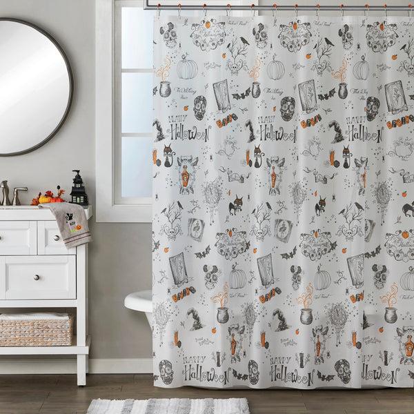 skl home Happy Halloween PEVA Shower Curtain & Hook Set Multi