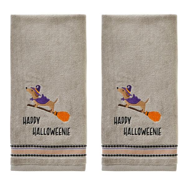 skl home Happy Halloweenie 2-Piece Hand Towel Set Gray