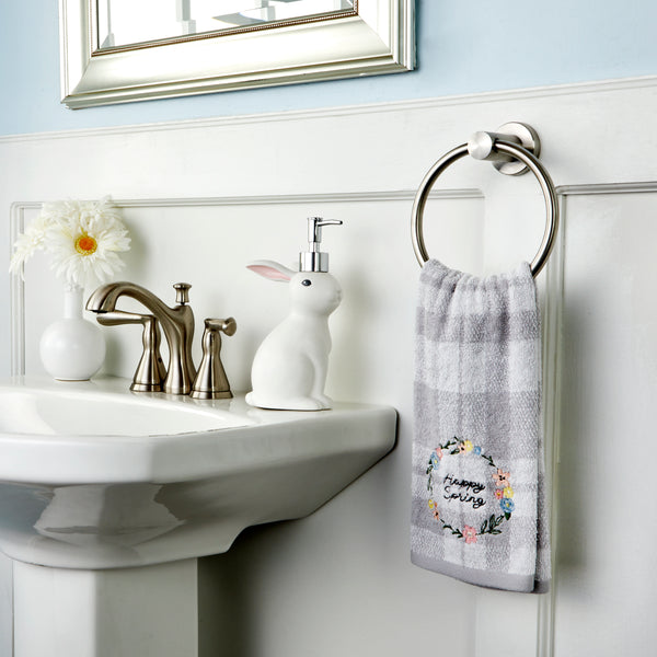 Skl Home Happy Spring Wreath 2-Piece Hand Towel Set Gray/White
