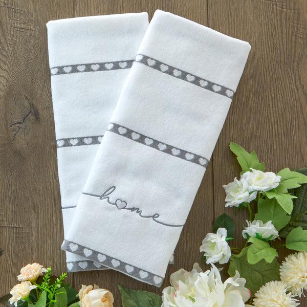 Skl Home Heart In Home 2-Piece Jacquard Hand Towel Set White