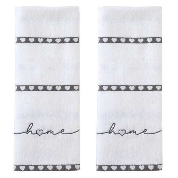 skl home Heart In Home 2-Piece Jacquard Hand Towel Set White