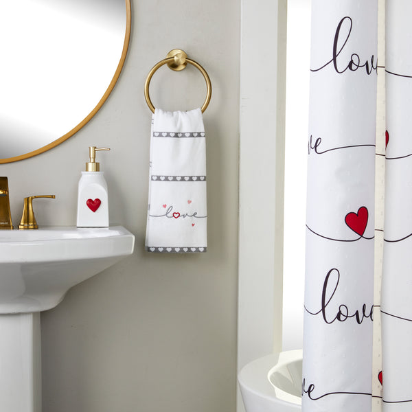 Skl Home Heart In Love 2-Piece Jacquard Hand Towel Set White