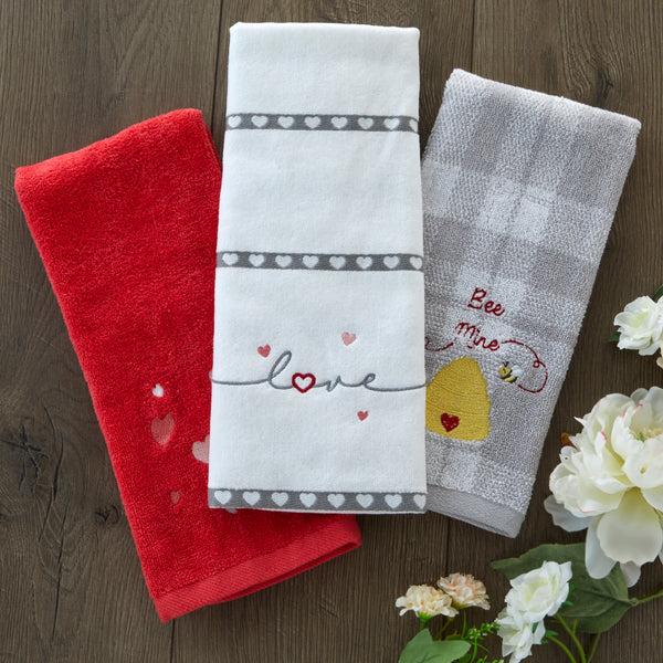 Skl Home Heart In Love 2-Piece Jacquard Hand Towel Set White