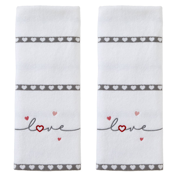 skl home Heart In Love 2-Piece Jacquard Hand Towel Set White