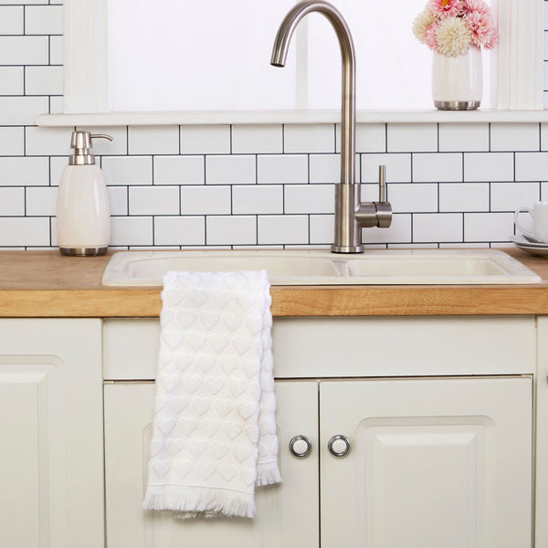 Skl Home Heart Jacquard 2-Piece Hand Towel Set White
