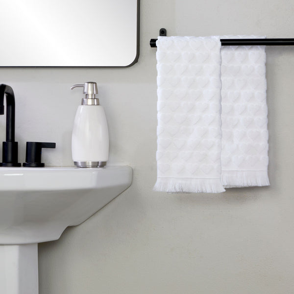 Skl Home Heart Jacquard 2-Piece Hand Towel Set White