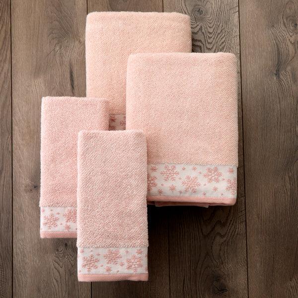 Skl Home Heather Snowflake 4pc Bath & Hand Towel Set Blush