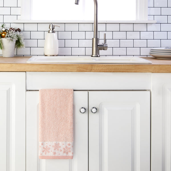 Skl Home Heather Snowflake Jacquard 2-Piece Hand Towel Set Blush