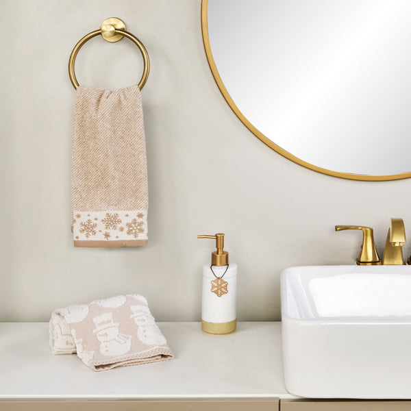 Skl Home Heather Snowflake Jacquard 2-Piece Hand Towel Set Tan