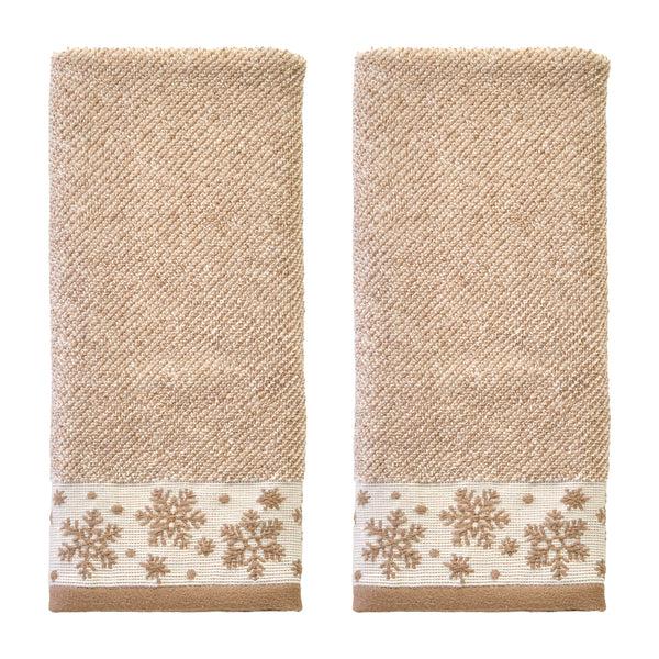 skl home Heather Snowflake Jacquard 2-Piece Hand Towel Set Tan