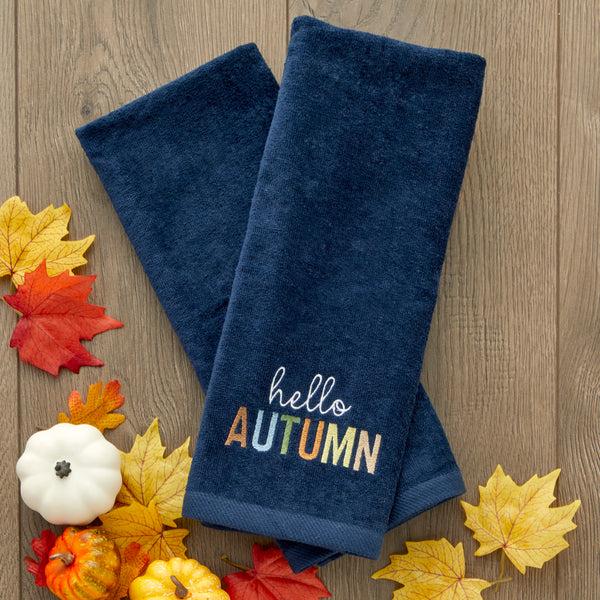 Skl Home Hello Autumn 2-Piece Hand Towel Set Navy/Multi