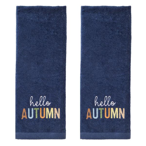 skl home Hello Autumn 2-Piece Hand Towel Set Navy/Multi