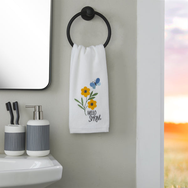 Skl Home Hello Seasons 3D Embellished 4-Piece Hand Towel Set White