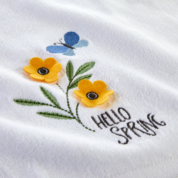 Skl Home Hello Spring Flowers 3D Appliqué 2-Piece Hand Towel Set White