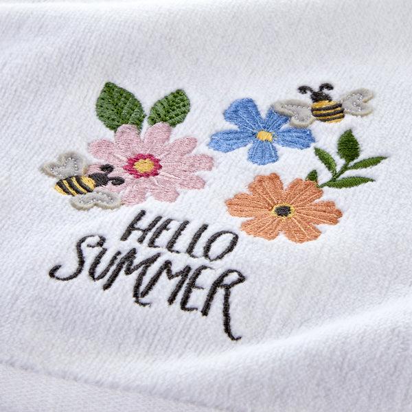 Skl Home Hello Summer Bee 3D Appliqué 2-Piece Hand Towel Set White