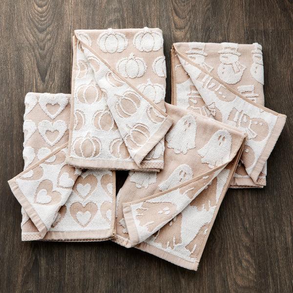 Skl Home Holiday Jacquard 4-Piece Hand Towel Set Tan