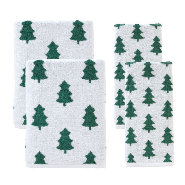 skl home Holiday Trees 4pc Bath & Hand Towel Set Green/White