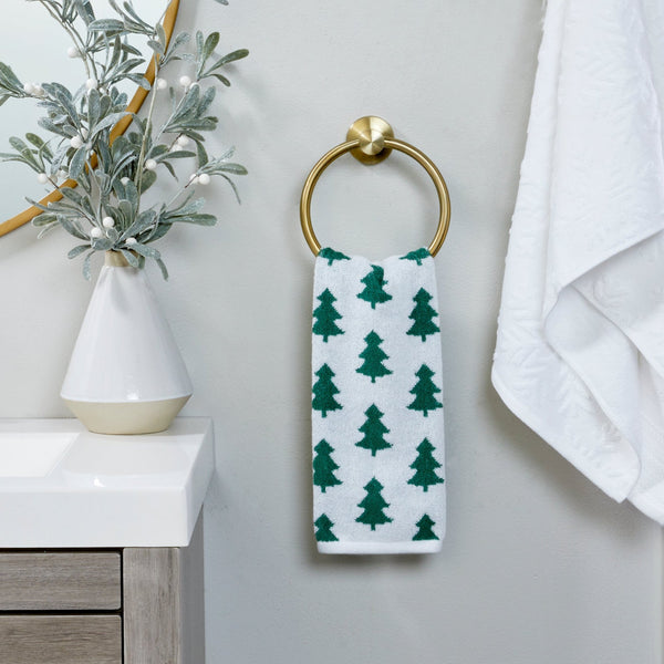 Skl Home Holiday Trees Jacquard 2-Piece Hand Towel Set Green/White