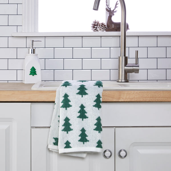 Skl Home Holiday Trees Jacquard 2-Piece Hand Towel Set Green/White