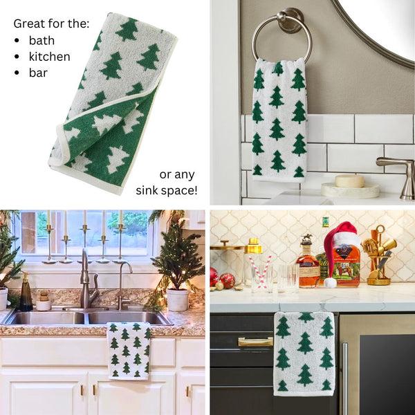 Skl Home Holiday Trees Jacquard 2-Piece Hand Towel Set Green/White