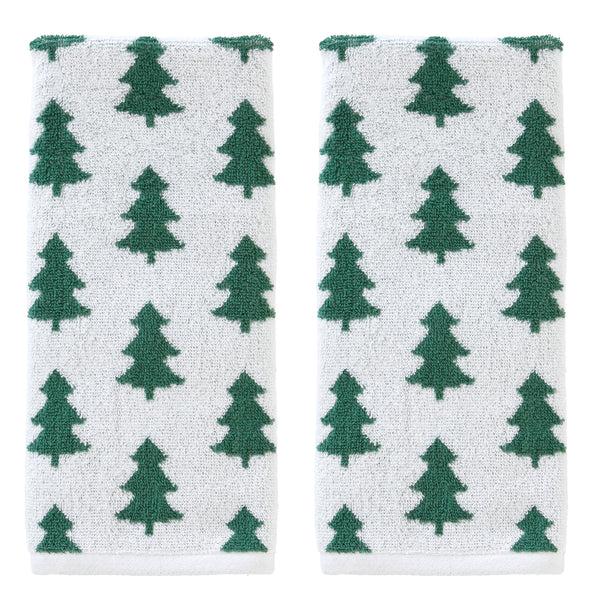 skl home Holiday Trees Jacquard 2-Piece Hand Towel Set Green/White