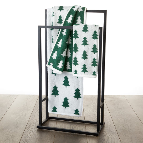 Skl Home Holiday Trees Jacquard Bath Towel Green/White