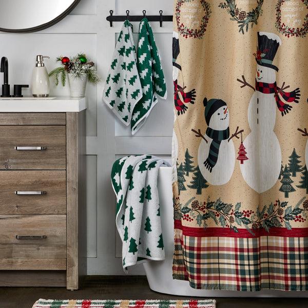Skl Home Holiday Trees Jacquard Bath Towel Green/White
