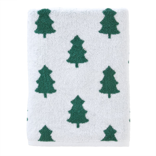 skl home Holiday Trees Jacquard Bath Towel Green/White