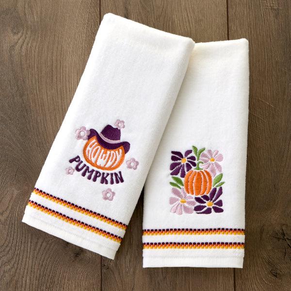 Skl Home Howdy Pumpkin 2-Piece Hand Towel Set White