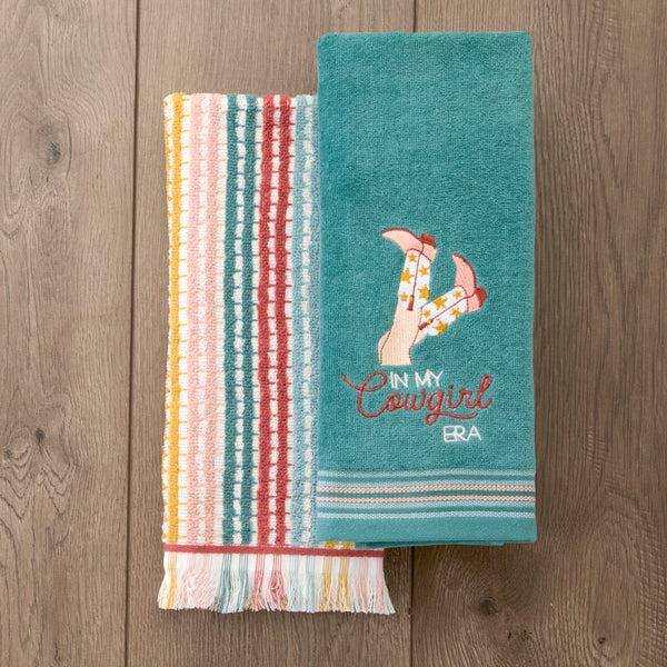 Skl Home In My Cowgirl Era 2-Piece Hand Towel Set Teal/Multi