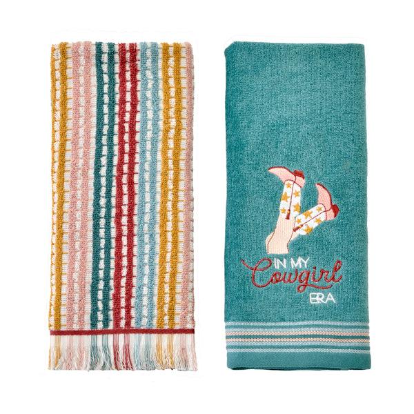 skl home In My Cowgirl Era 2-Piece Hand Towel Set Teal/Multi