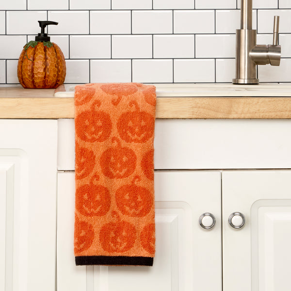 Skl Home Jack-O-Lantern Jacquard 2-Piece Hand Towel Set Orange