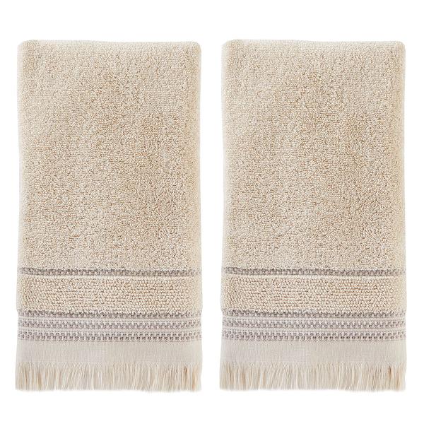 skl home Jude Fringe 2-Piece Turkish Cotton Hand Towel Set Taupe