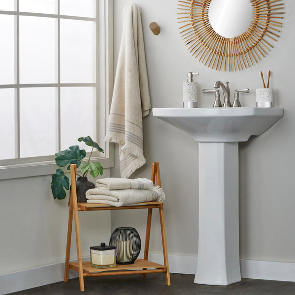 Skl Home Jude Fringe Turkish Cotton Bath Towel Taupe