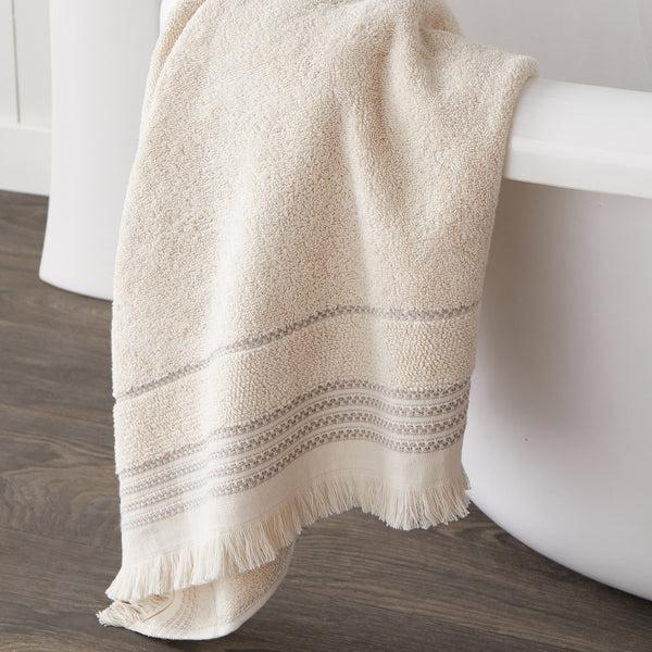 Skl Home Jude Fringe Turkish Cotton Bath Towel Taupe