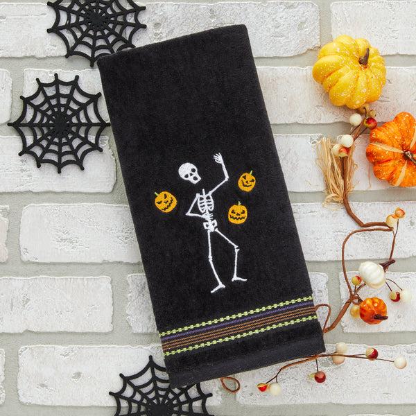 Skl Home Juggling Skeleton 2-Piece Hand Towel Set Black